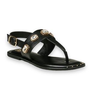MADDEN NYC Jeweled Thong Sandals in Black Size 5 NWT